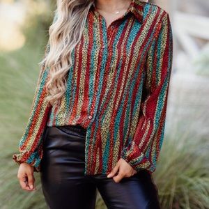 Multicolor animal print button down